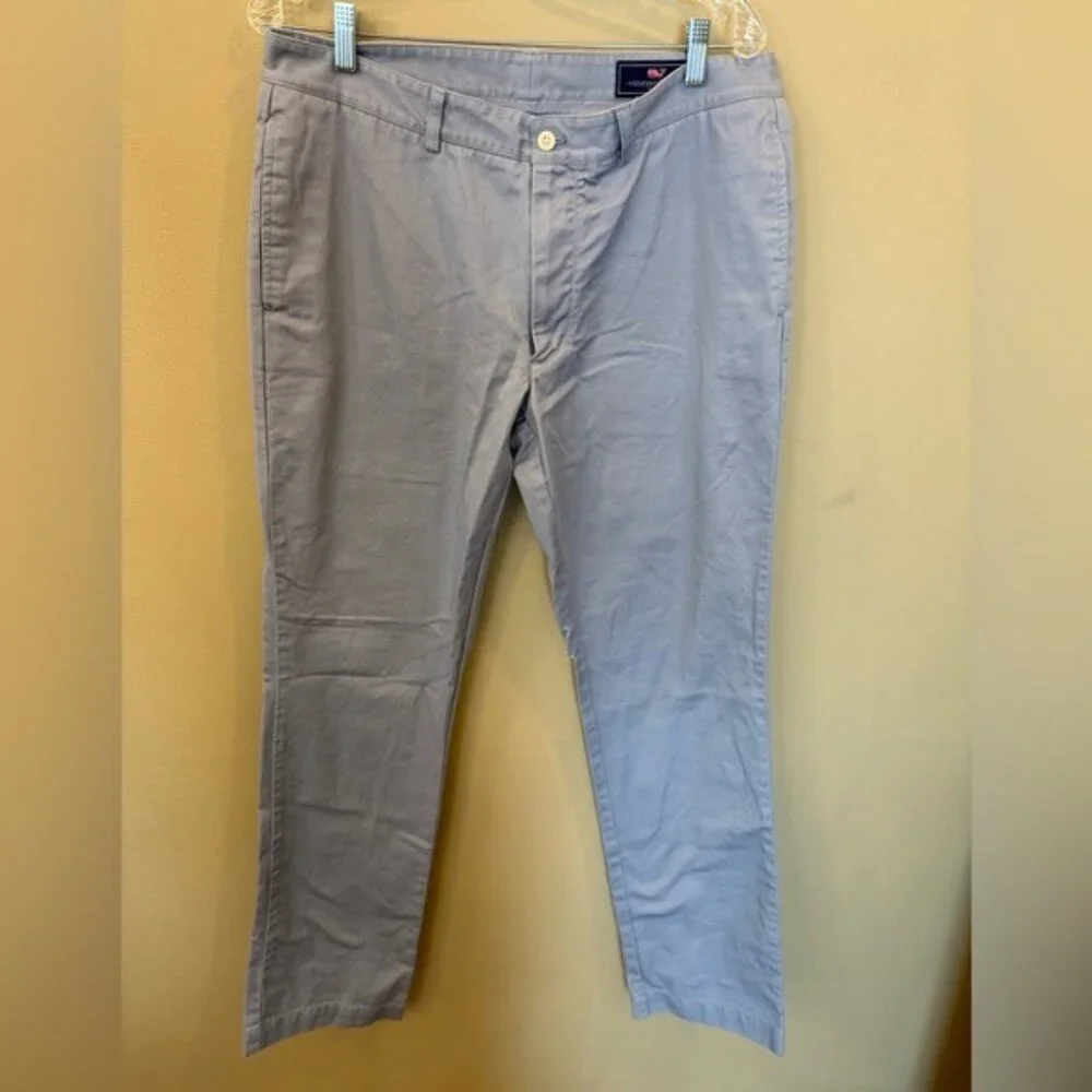 Vineyard Vines Slim Fit Club Pants Mens 34x34 Gray Cotton Twill Chinos